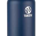 Takeya Actives Insulated Stainless Steel Water Bottle with Spout Lid, 32 Ounce, Midnight