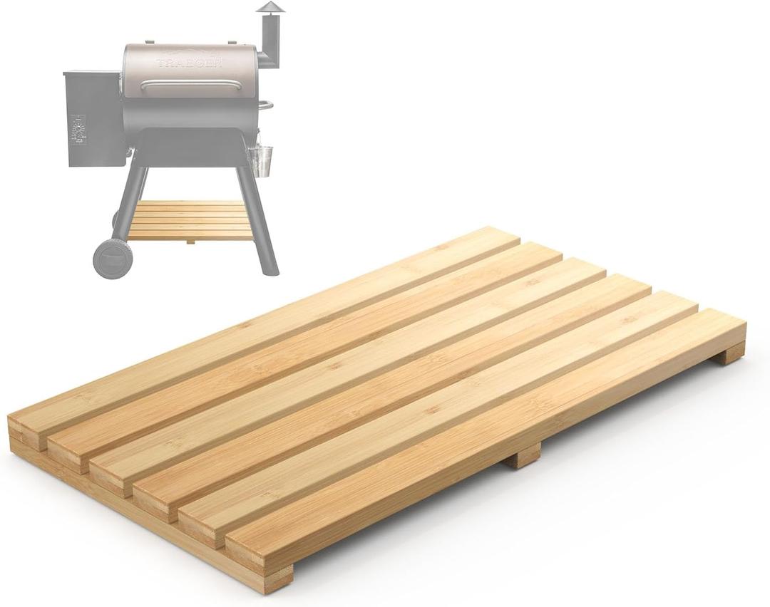 Pellet Grill Storage Shelf Compatible with Traeger Pro Series 22 or 575 Pellet Grills, Bamboo Grill Bottom Shelf for Traeger Pellet Grill Accessories to Provide More Storage Space
