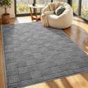 3x5 Grey Washable Shag Area Rug for Bedroom, Modern Geometric Non Slip Living Room Rugs, Fluffy Soft Thick Carpet for Kids Boys Room, Dorm, Office, Bedside, Entryway and Home Decor