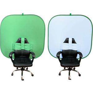 NOVARENA Green Screen Behind Chair Attachment Backdrop Kit Portable Chroma Key for Streaming, Gaming, Video Calls, Virtual Background, Home Office, Photography 5ft by 5ft, Reversible, Foldable 