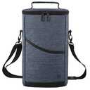 ALLCAMP 2 Bottle Wine Tote Carrier - Insulated Portable Padded Canvas Wine Bag for Travel, BYOB Restaurant, Wine Tasting, Party, Great Christmas Day Gift for Wine Lover，Blue