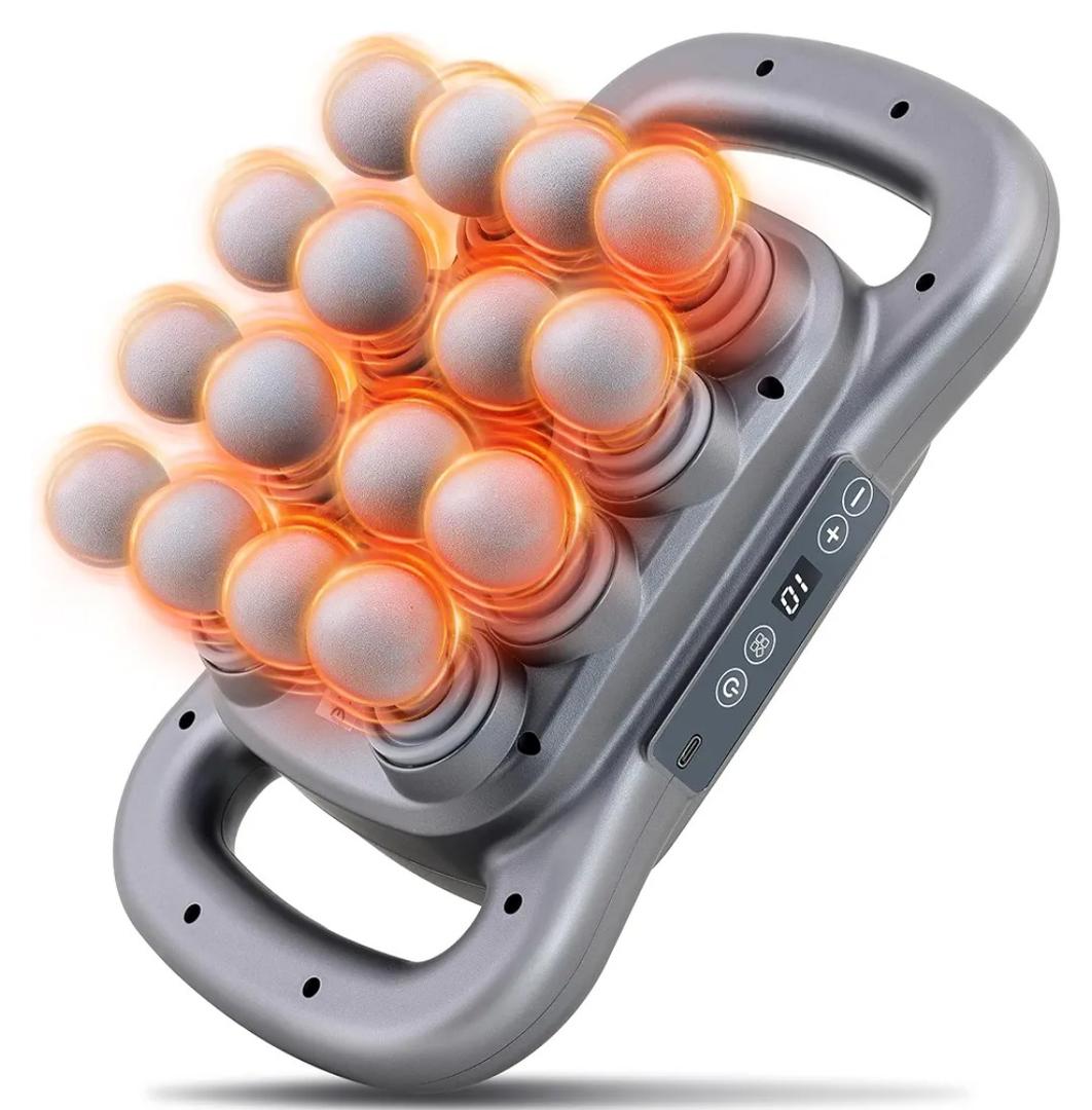 16 Head Massage Gun Set, Deep Tissue Percussion Massager, 2600mAh Electric Massage Tools with 9 Styles & Levels, Dark Grey