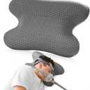 CPAP Bed Pillow for Side & Back Sleepers, Packable Neck Cervical Support Pillow with Cooling Cover for All CPAP Users, Memory Foam Pillow for Hotels Camping, 18.1"x11.8"x3.5"/4.3"