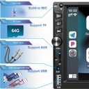 Wireless Double Din Car Stereo Works with Apple Carplay,7 Inch HD 1024 * 600 Touchscreen with Bluetooth 5.1,FM Car Radio,GPS Navigation,Backup Camera,Android Auto,Voice Control,USB/AUX/TF/SWC