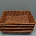 Eccliy 6 Pack Wicker Bread Baskets 15.8 Inch Woven Serving Basket for Gifts, Poly Wicker Storage Rectangle Rattan Display Trays for Bread Food Vegetables Fruit Snacks Tabletop Restaurant Home