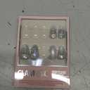 Glamnetic Press On Nails - Electric Lover | Short Almond Fake Nails in a Silver Iridescent Hue, Cat-Eye Magnetic Heart Designs in Velvet Finish | 15 Sizes - 30 Nail Kit with Glue