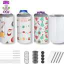 MURRICON 16 oz Sublimation Tumblers Blanks Straight,4-in-1 Sublimation Skinny Can Cooler,Stainless Steel Insulated Sublimation Tumblers,with Lid and Straw,1 Pack