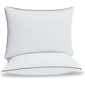 HYVIF Natural Down Pillows - Soft and Support Down Bed Pillow for Back, Side, Stomach Sleepers 01, Queen Size, 2 Pack (20" x 28")