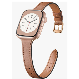 Charlam Slim Leather Band Compatible with Apple Watch Bands for Women 40mm 38mm 41mm 42mm 44mm 45mm 46mm, Top Grain Genuine Leather Strap Thin Wristband for iWatch Series 11 10 SE 9 8 7 6 5 4 3 2 1