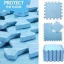Coolcandy EVA Foam Play Mat, 16 Tiles Colorful Baby Play Mat, Square Kids Playmat with Solid Colored, 0.4" Thickened Interlocking Foam Floor Tiles, Puzzle Play Mat For Baby Lying, Playing (Light Blue)