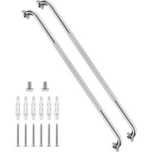 48 Inch Anti Slip Shower Grab Bar, 2 Pack Munzong Bathroom Grab Bar for Showers, Brushed Nickel Knurled Handicap Balance Bar,Safety Hand Rail Support Elderly Senior Assist Bath Handle
