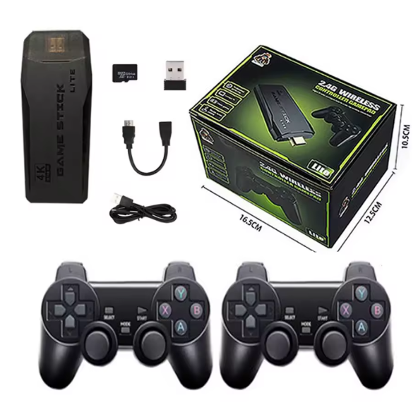 Retro Game Console Stick Builtin 20000+ Classic Games, 4K HDMI Output Nostalgia Plug & Play Retro Video Gaming Stick with 18 Emulators and Dual 2.4G Controller（63GB）