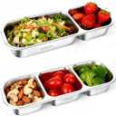 2-Pack Food-Grade Stainless Steel Snack Containers, Multi-Compartment & Leakproof, Ideal for Families & Travel, Stackable, Kid & Adult Bento Storage (2 Pack)