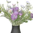 10pcs Artificial Purple Flower Bouquet for Vase, Fake Ranunculus Poppies and Daisies Stems Mixed, Silk Flowers Arrangement for Wedding Farmhouse Office Home Table Office Party Decorations