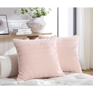 Pillow Covers 20x20 Set of 2 Farmhouse Throw Pillow Covers Velvet Decorative Pillow Case Square Cushion Covers with Hidden Zipper for Bedroom Car Couch Sofa Office, Pink