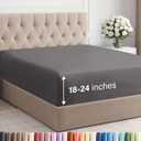 Extra Deep Cal King Fitted Sheet - Hotel Luxury Single Fitted Sheet Only - Easily Fits 18 inch to 24 inch Mattress - Ultra Soft, Wrinkle Free with Extra Deep Pockets - Breathable & Comfy - Dark Grey