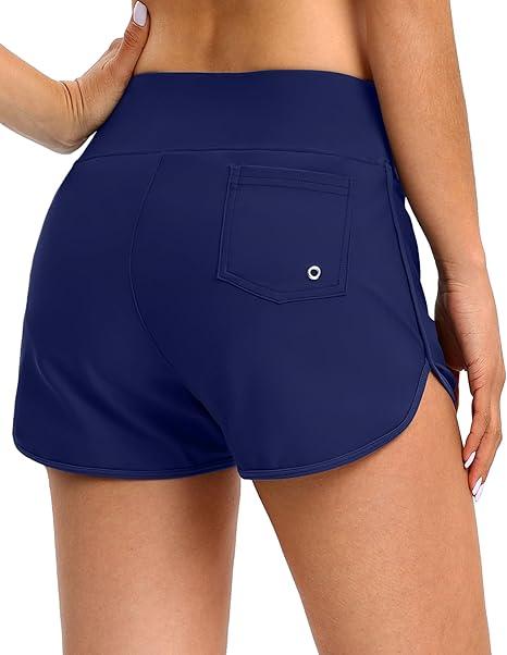 Blouty Women's Swim Shorts UPF 50+ High Waisted Board Shorts with Pockets Liner Quick Dry Swimsuit Bottoms 3XL