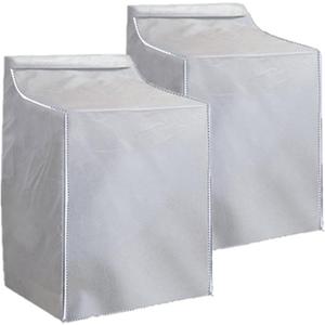 2 Pack Outside Washer and Dryer Covers, Heavy-Duty Waterproof Dustproof & Sun-Proof Washing Machine Cover with Easy Zipper Design, Universal Fit for Most Front-Load Machines W29D28H43Silver
