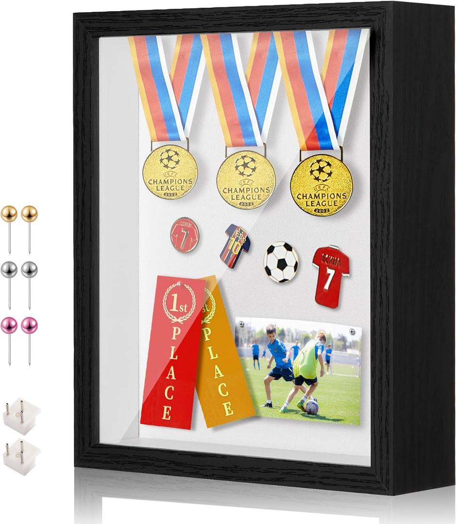 11x14 Shadow Box Display Case Picture Frame with Soft Linen Back, Large Deep Black Shadow Box 11x14 for Flowers Medal Display Case Jersey pet Graduation Memorabilia Baby Ltems Crafts Photos