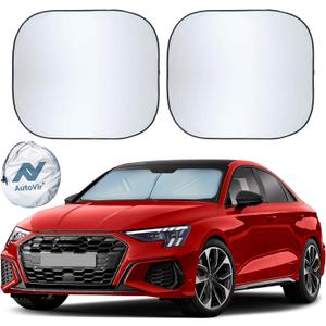 Autovir 2 Piece Car Windshield Sun Shade Foldable | Durable Polyester Windshield Sunshade Blocks Sun, Heat, and UV Rays | Sunshade for Car Ensuring Interior Protection | Small (29"x23.5")