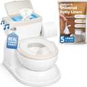 Jool Baby Real Feel 2-in-1 Potty with Wipes Storage, Flushing Sounds & Disposable Liners - Realistic Toilet - Easy to Clean & Assemble (Oatmeal)