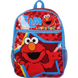INTIMO Sesame Street Elmo Loves You Star Dual-Compartment Front Pocket Backpack Bag 16", Standard