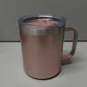 SUNWILL Travel Coffee Mug with Lid, Insulated Tumbler with Handle, 14 oz Stainless Steel Cup Set of 2 for Camping, Outdoor, Cool Grey & Rose Gold 2 Pack
