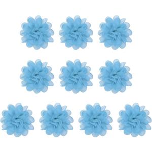 PATIKIL 3.9" Chiffon Flowers, 10 Pcs Mesh Fabric Flowers Sewing Fabric Appliques Headband Embellishments for DIY Craft Wedding Decor, Blue