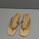 DOEYG Raffia Heels Sandals Summer Beach Flip Flops Heels Square Open Toe Heeled Sandals Dressy Comfortable Slip on Thong Sandal Size 6