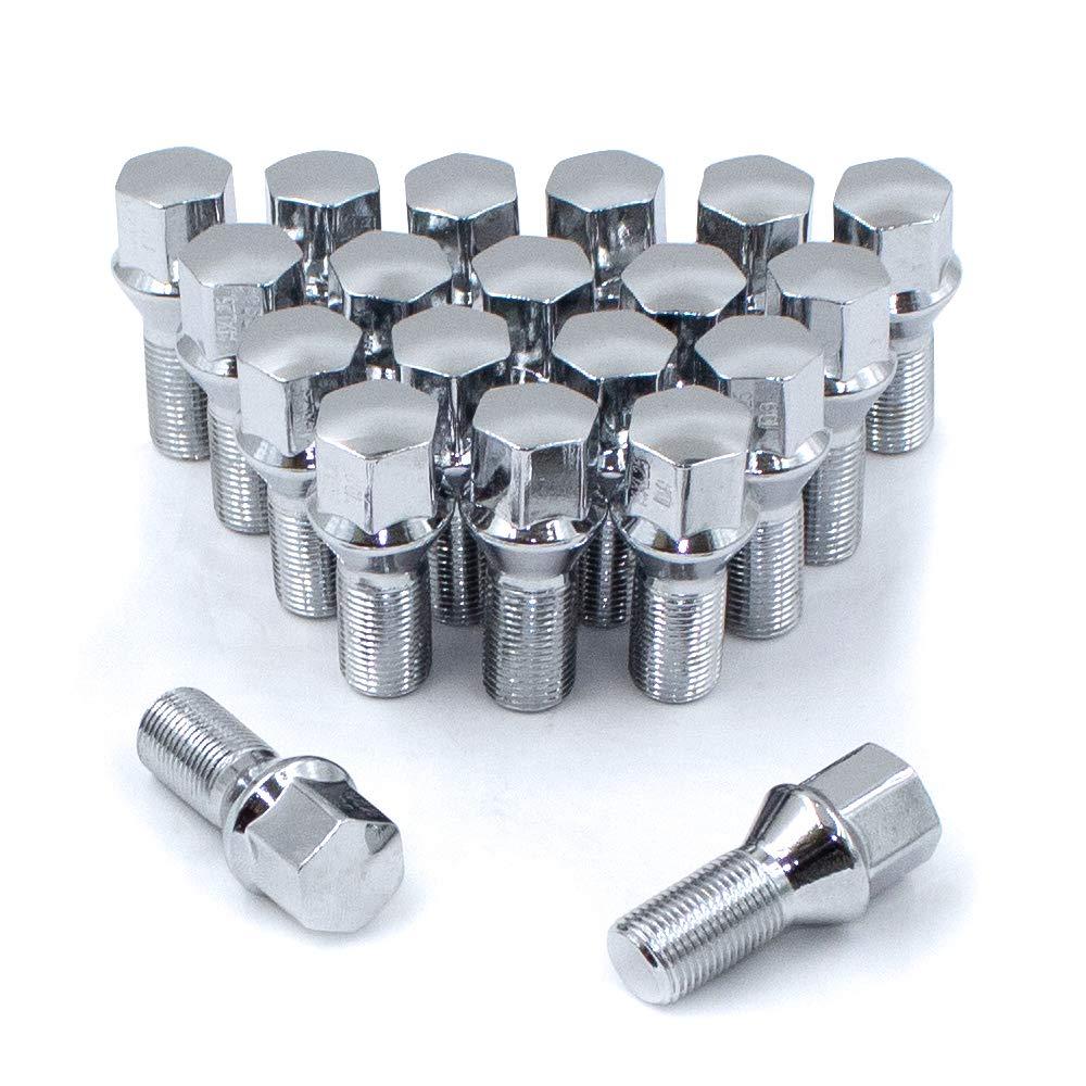 Wheel Accessories Parts 20 Pcs M12 x 1.5 12 x 1.5 Thread Acorn Seat Lug Bolt Chrome Finish 30mm Shank Length 17mm Hex fits BMW 1(E82, E88) 3(E46, E90, E92) 5(E28, E34, E39) 7(E23, E32) Series