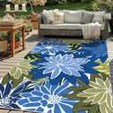 ZonLi Colorful Outdoor Rug 9x12Ft Waterproof Multicolored Indoor Area Rug Washable Outdoor Patio Rugs Tropical Floral Non Slip Outdoor Carpet for Living Room, Pool,Backyard,Deck,Camping