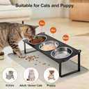 Elevated Cat Bowls with Food Mat, 10Tilted Non-Slip Raised Cat Food Water Bowls Set, 3 Thick Stainless Steel Pets Dishes with Cute Metal Feeding Stand for Indoor Kitten Puppy, Anti-Vomiting