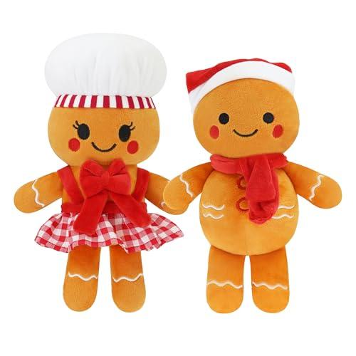 Tiralia Christmas Gingerbread Man Plush Toy, Cute Stuffed Cookie Plush Toy - Christmas Doll Plush Gift - Suitable for Kids, Adults（2Pcs Clothes）