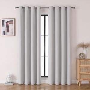 Grommet Blackout Curtains for Bedroom and Living Room - 2 Panels Set Thermal Insulated Room Darkening Curtains (Ice Gray, 52W x 84L)