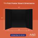 Trifold Presentation Board, Double-Wall Construction, Smooth Edges, Foldable Storage, for School Projects, Business Presentations (Black, 24 x 16 x 0.78 inch)
