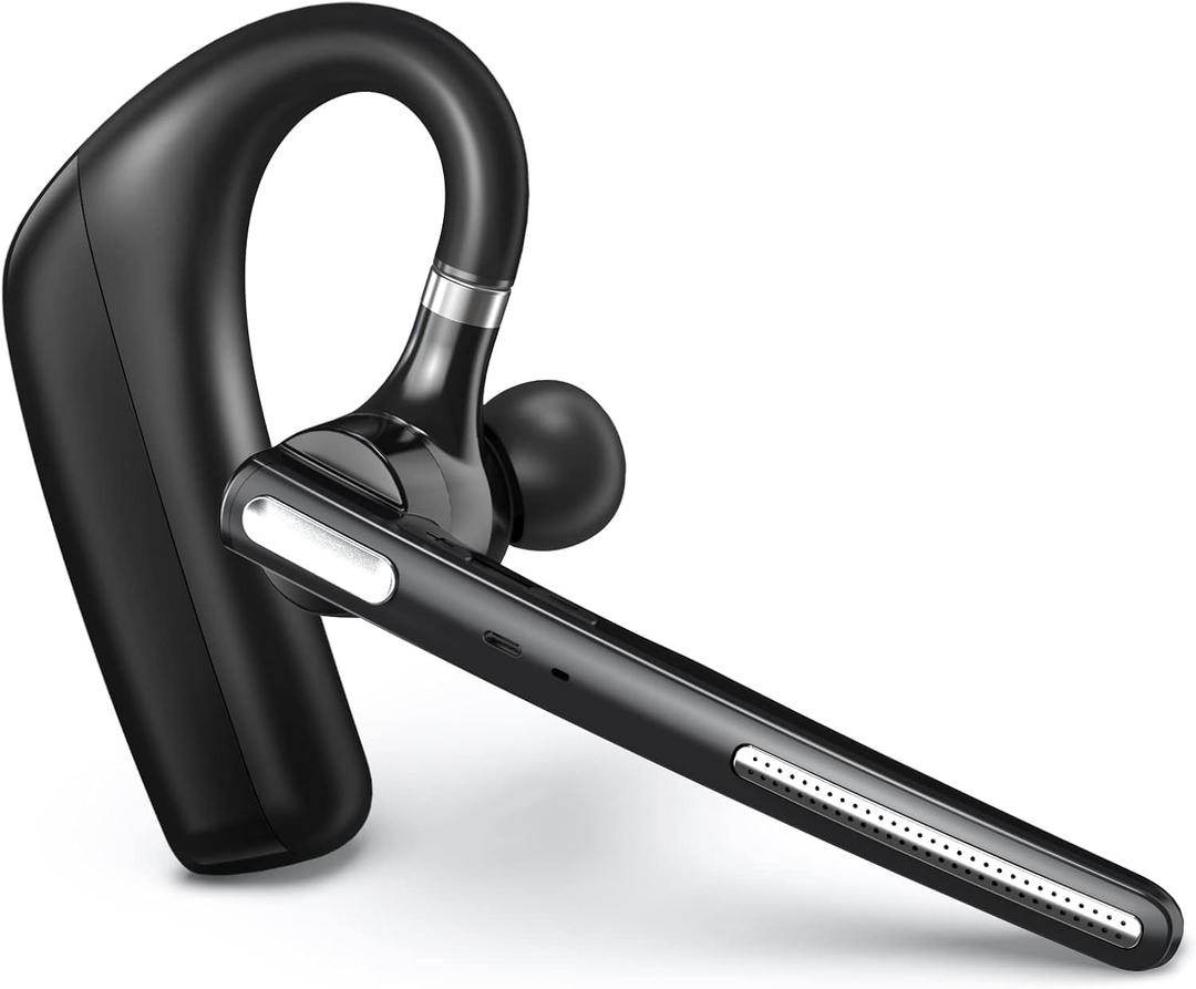 Bluetooth Headset - Wireless Headset with Microphone 90 Days Standby/110 Hours Talktime, Bluetooth Earpiece for Cell Phone/PC Tablet/Laptop Computer, Headphones for Trucker/Driver/Business