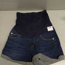 Motherhood Maternity Women's Indigo Blue Baby Roll Hem Secret Fit Belly Denim Short (Blue, XS)