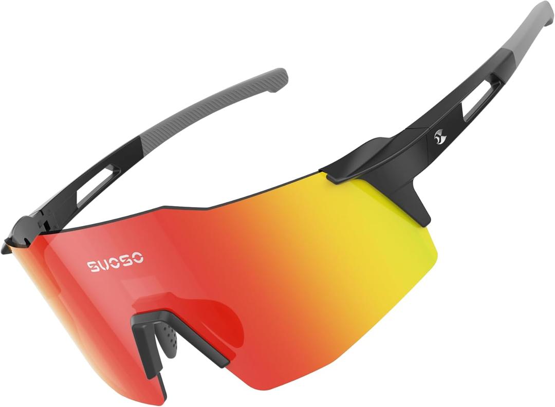 suoso Sports Cycling Sunglasses for Men: Lightweight UV Protection Polarized Sun Glasses for Youth Baseball Softball Running