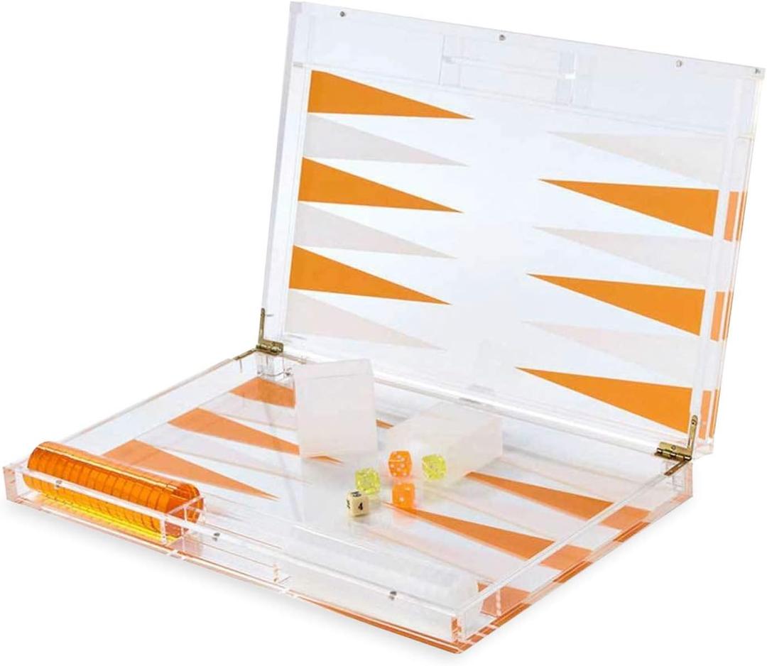 Tizo Design 18" Lucite Backgammon Orange Set, Orange, One Size