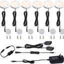 AIBOO Under Cabinet LED Puck Lights Kit with Touching Switch Dimmable for Kitchen Cupboard Closet Lighting (6 Lights,Warm White)