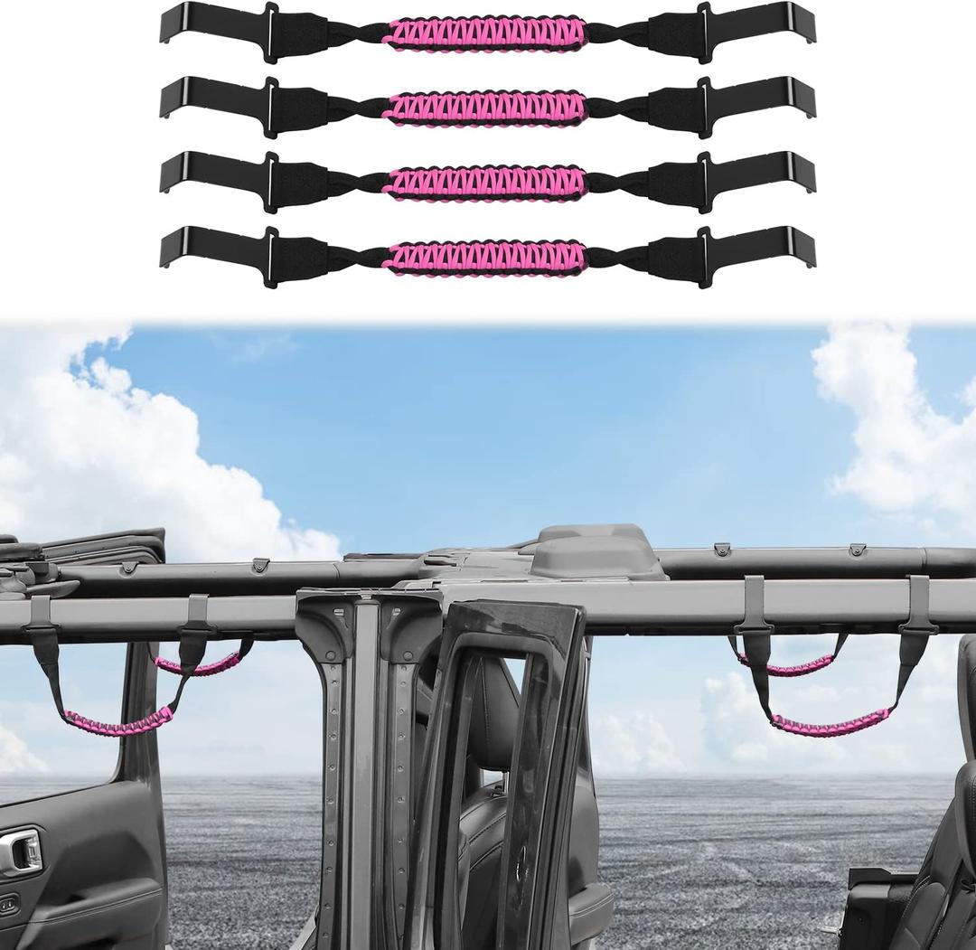 for Jeep JL Roll Bar Grab Handles for Jeep Wrangler JL JLU Gladiator JT 2018-2023 Pink Interior Accessories 4pcs