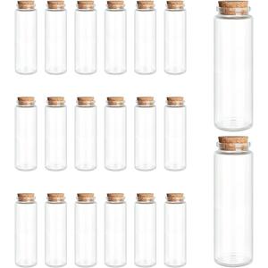 20-Pack 3.04 oz (90 ml) Glass Bottles with Cork Stoppers for Spell Bottles, Spice Jars, DIY Party Favors, Travel Memories & Plant Propagation Empty Recyclable Containers for Crafts, Kitchen,Dcor