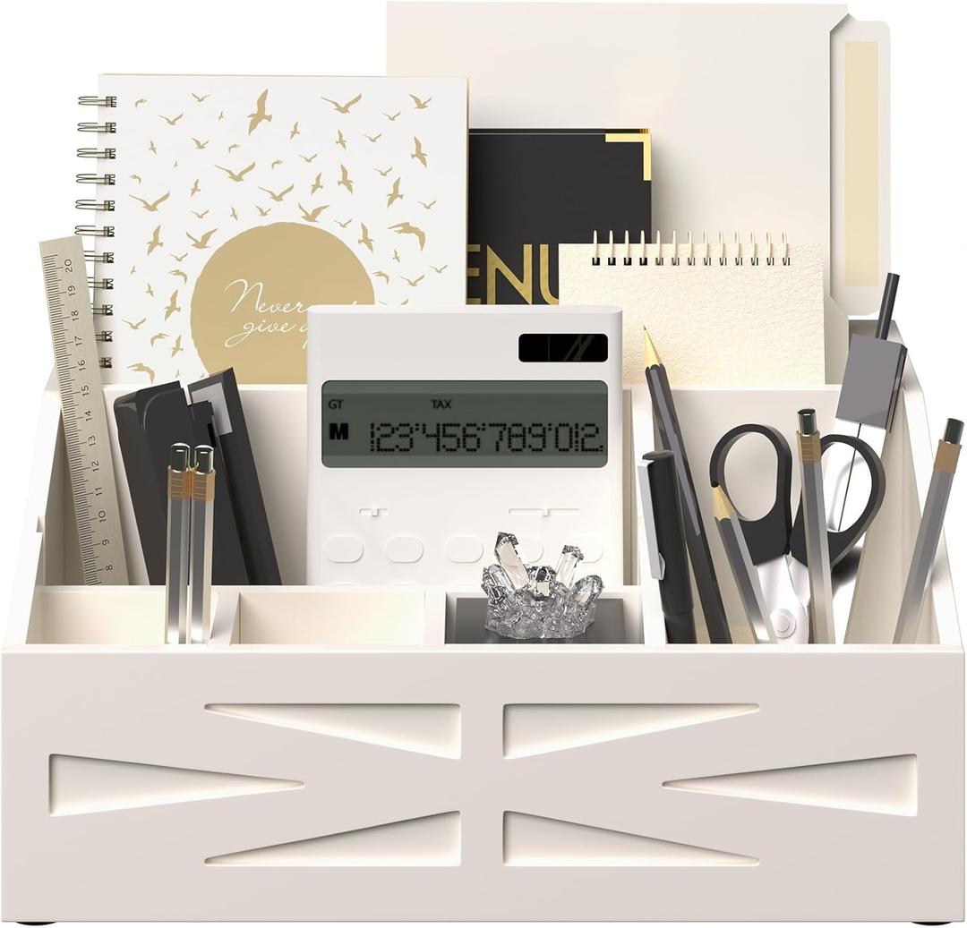 Large Mail Organizer Countertop,Farmhouse Desk and Kitchen Countertop Storage, Letter Sorter, Desk Mail Organizer and Bill Organizer, Desktop File and Paper Holder (White)