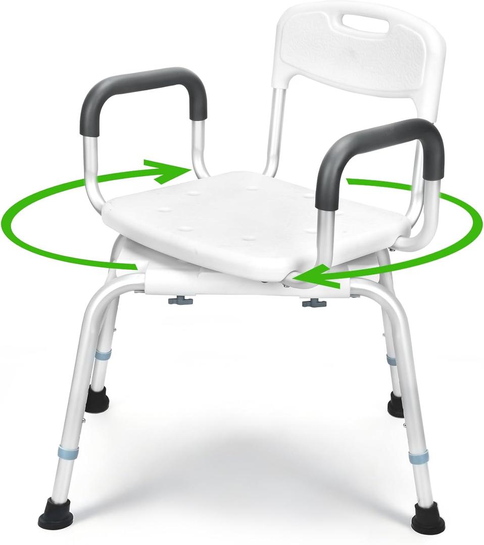 Shower Chair for Inside Shower - Swivel Shower Chair for Elderly and Disabled - Heavy Duty Shower Seat Bathtub with Arms for Handicap, HDB-788A