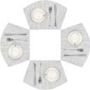 SHACOS Small Round Table Placemats Wedge Placemat Set of 4 Non Slip Heat Resistant Woven Vinyl Table Mats Wipe Clean Indoor Outdoor (4, Gray White)