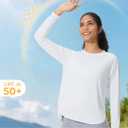 Women's Sun Shirts UPF 50+ Long Sleeve Uv Protection Shirts Lightweight Quick Dry SPF Clothing Outdoor Hiking Tops (White, XXL)