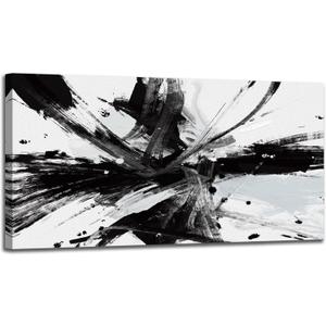 RUIFENGL Black and White Abstract Canvas Prints Wall Art for Office Wall Decor Black & White Graffiti Modern Paintings Artwork Pictures for Living Room Home Decoration Ready to Hang 30"x 60" Xlarge