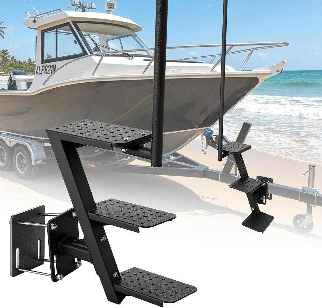 Heavy-Duty 3-Step Side-Mount Boat Trailer Steps Stairs for Boat Trailer
Trailer Boarding Ladder Stairs for Boat Trailer Universal Fit for 3" x 3", 4" x 4" & 3" x 5" Non-Slip, 450Lbs Capacity