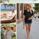 Ekouaer Maternity Shirts 3 Pack Womens Short Sleeve Pregnancy Tops V Neck Split Side Mama Clothes S-XXL