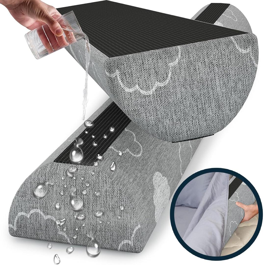 Sleepah Bed Bumpers for Toddlers Memory Foam Rail Guards Waterproof Washable Dual Sided Non-Slip Soft Cover - Safety Guard Noodle Long Pillow Pads for King Queen Full Twin Beds (1 Pack)